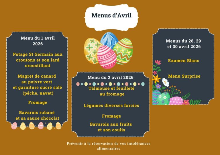 Menu d'Avril
